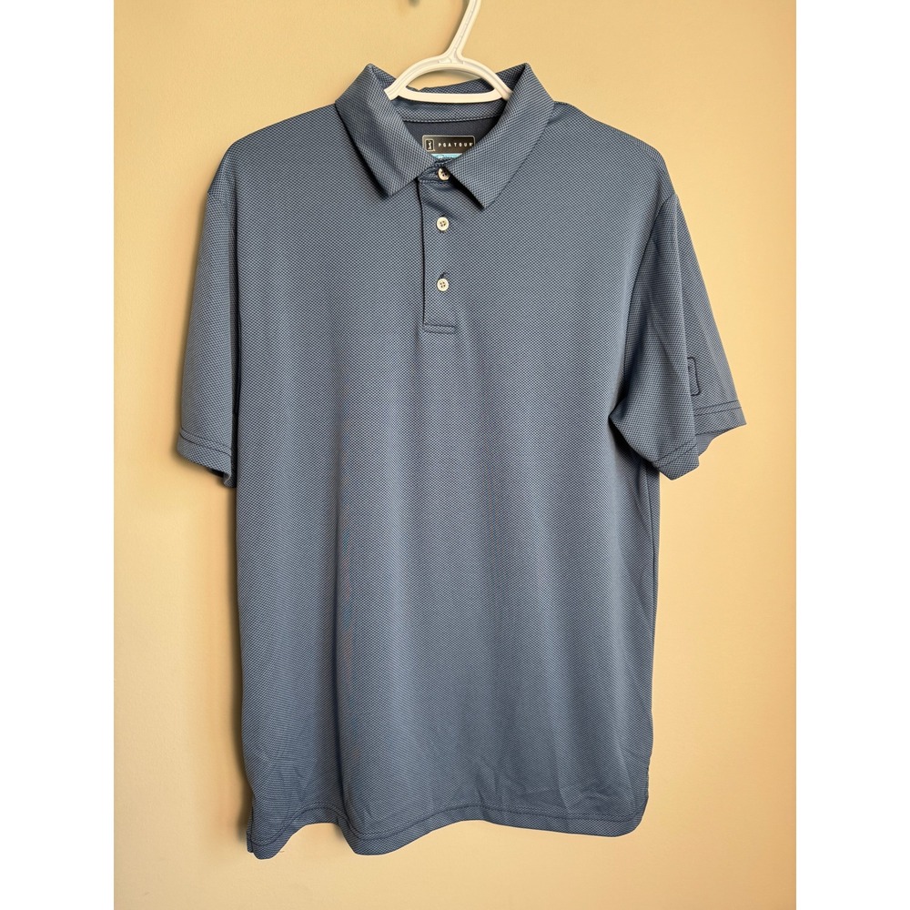PGA Tour Short Sleeve Performance Golf Polo Shirt Blue Medium Gorpcore Sporty